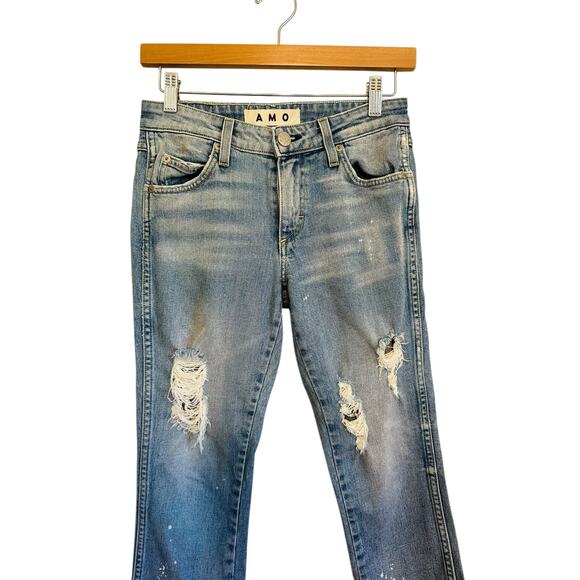 Free People AMO Stix Crop Spin The Bottle Distressed Light Wash Jeans Size 25 - Picture 4 of 8